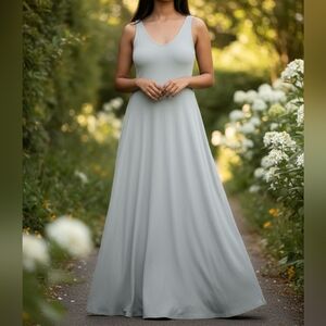 EUC Show Me Your Mumu Size Medium Steel Blue Chiffon Jenn Maxi Dress!!